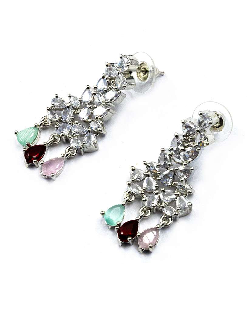 silver plated bridal necklace with earrings set - 22157486 -  Standard Image - 5