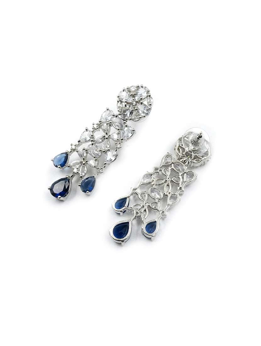 silver plated bridal necklace with earrings set - 22157487 -  Standard Image - 3