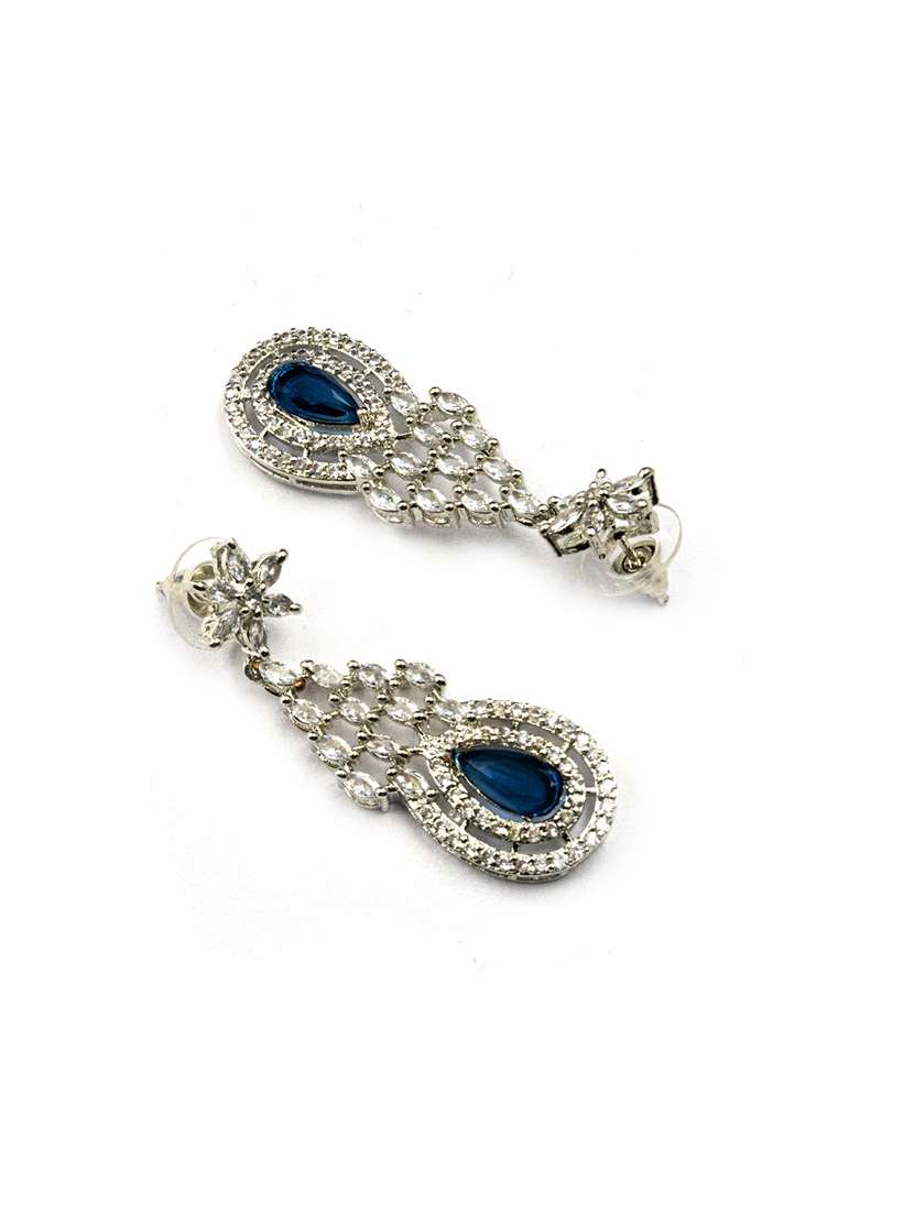 blue ad-cz tear drop necklace set - 22157493 -  Standard Image - 5