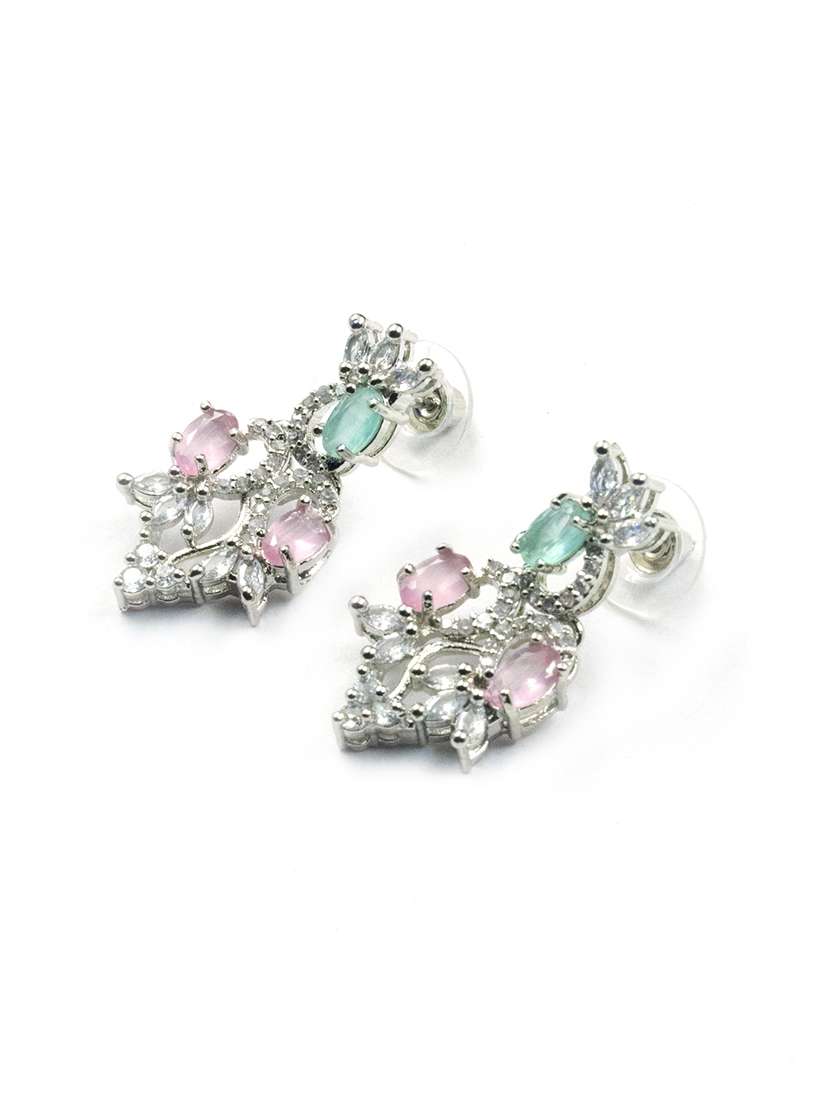 brass multi-colored party wear necklace set - 22157501 -  Standard Image - 5