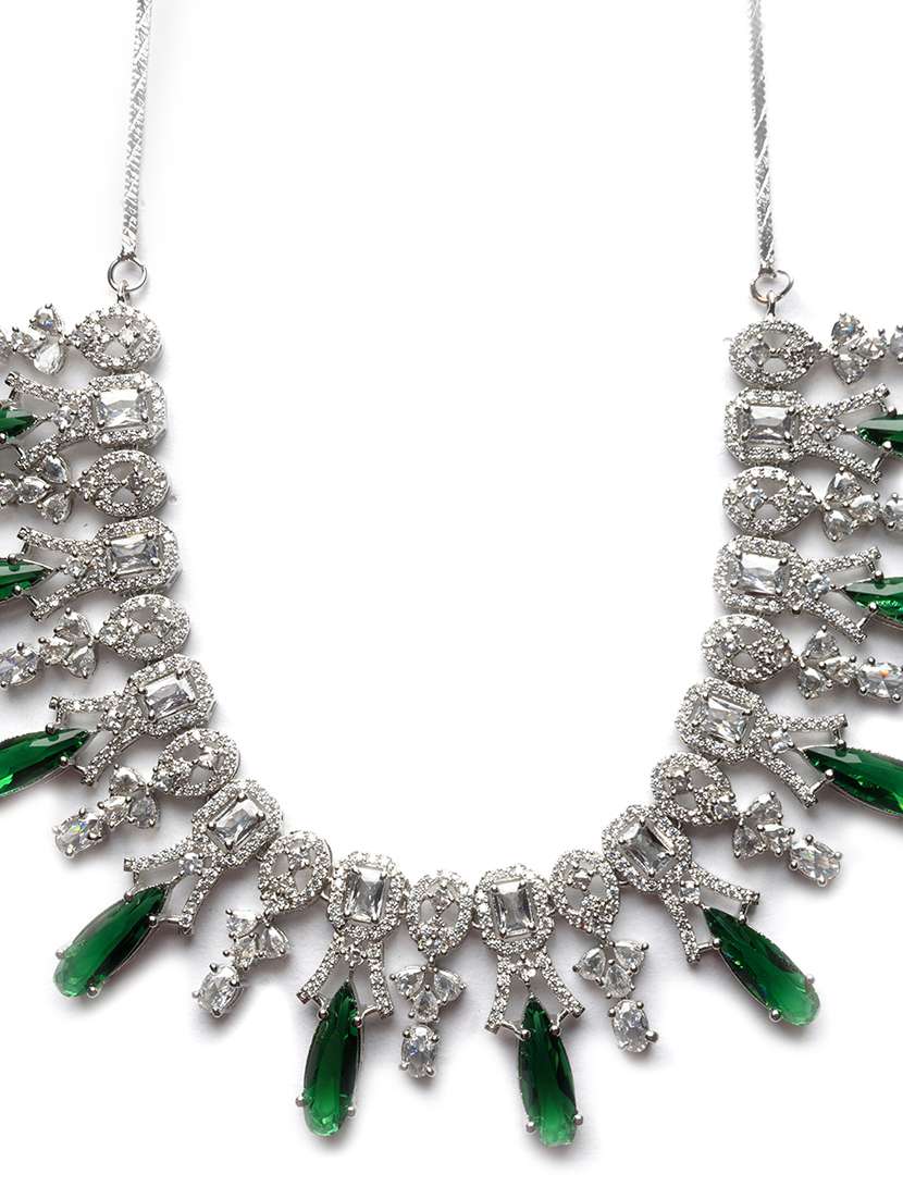 sparkling green ad necklace and long earrings set - 22157510 -  Standard Image - 3
