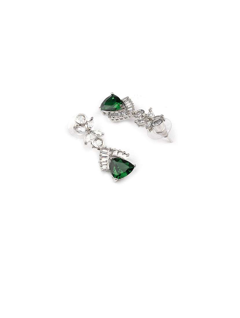 green cz ad necklace set for glamorous look - 22157523 -  Standard Image - 5