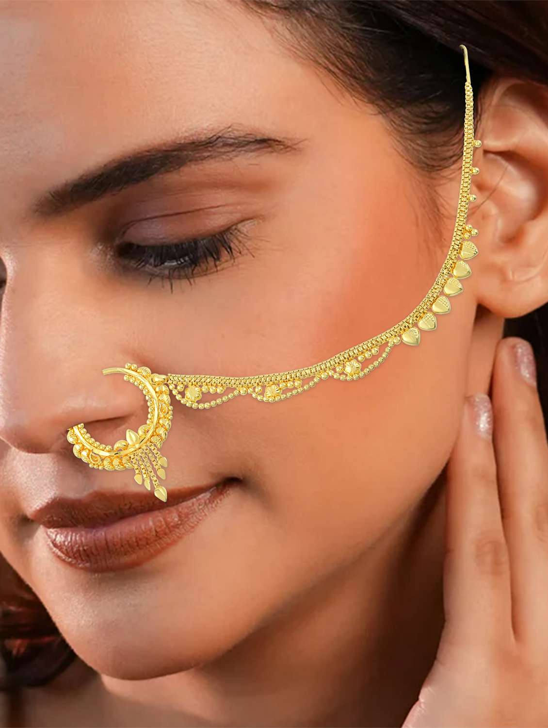 gold plated traditional nath 