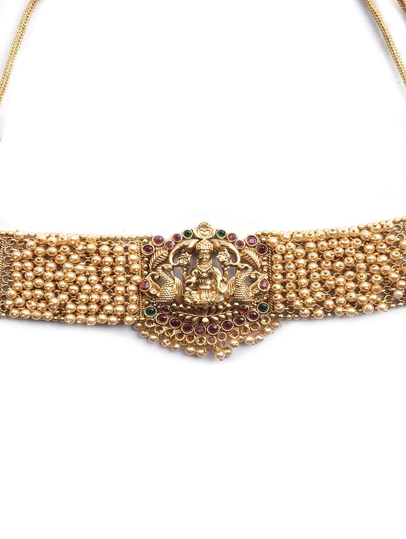 gold plated laxmi white hydra beads choker set - 22157528 -  Standard Image - 5