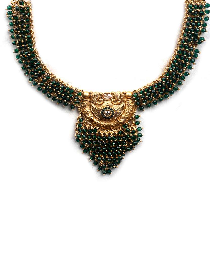 gold plated green hydra necklace set - 22157547 -  Standard Image - 3