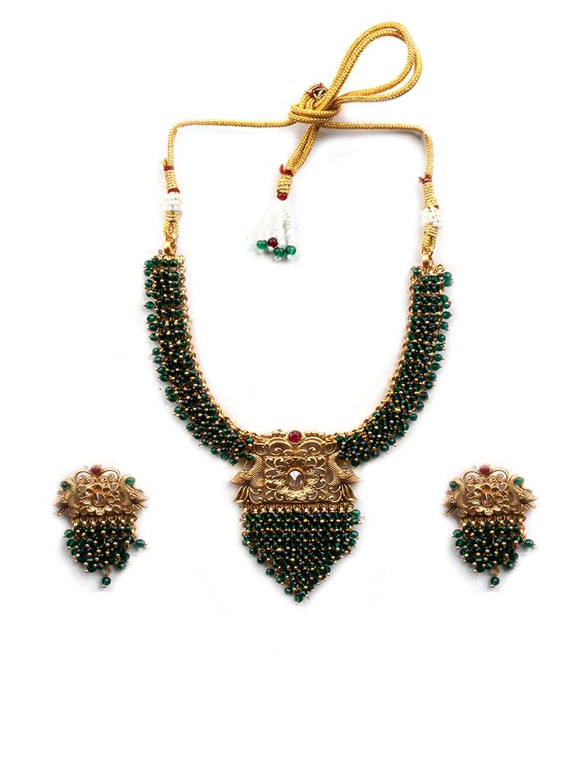 green peacock hydra necklace set - 22157551 -  Standard Image - 3