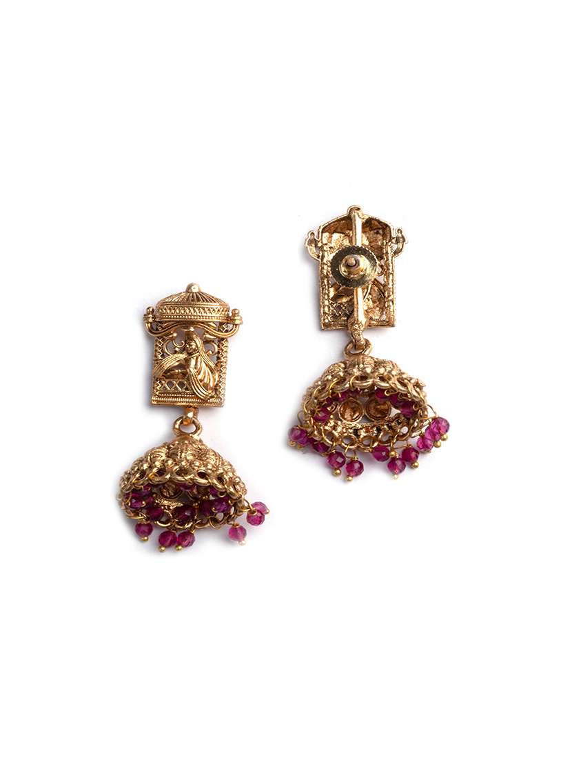 gold plated red hydra beads barati necklace set - 22157564 -  Standard Image - 5