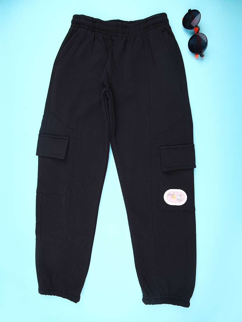 girls plain mid rise regular fit jogger