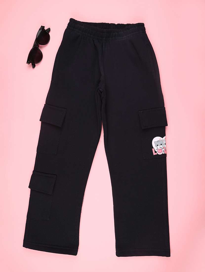 girls plain mid rise regular fit cargo