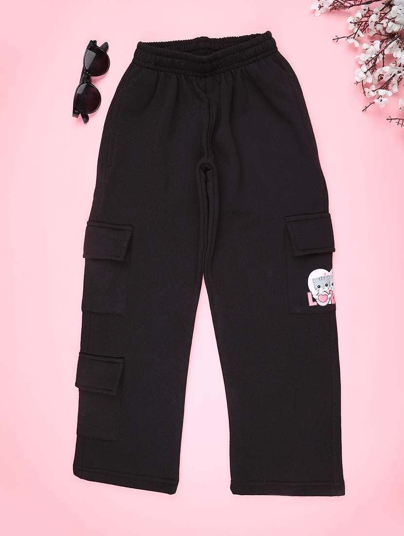 girls plain mid rise regular fit cargo