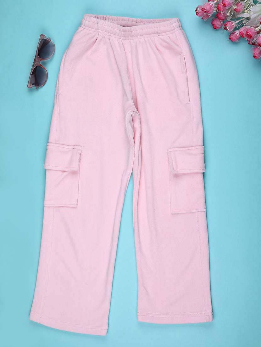 girls plain mid rise regular fit cargo