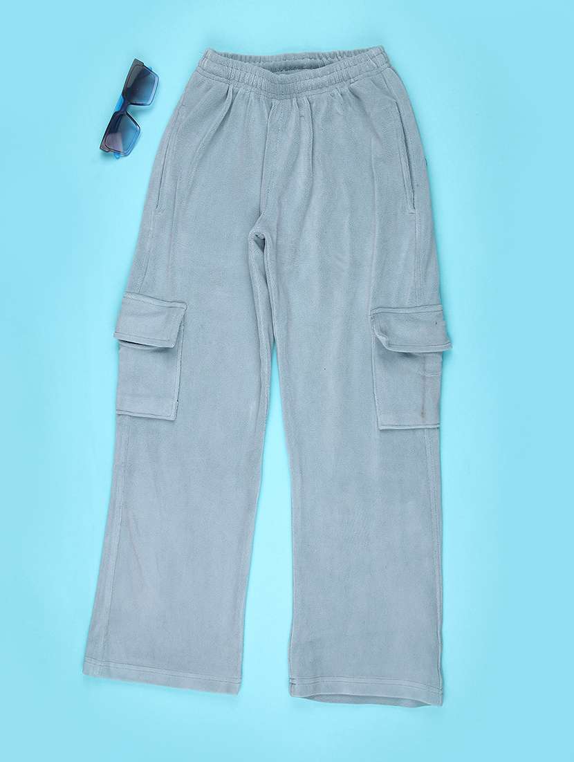 girls solid mid rise relaxed fit cargo