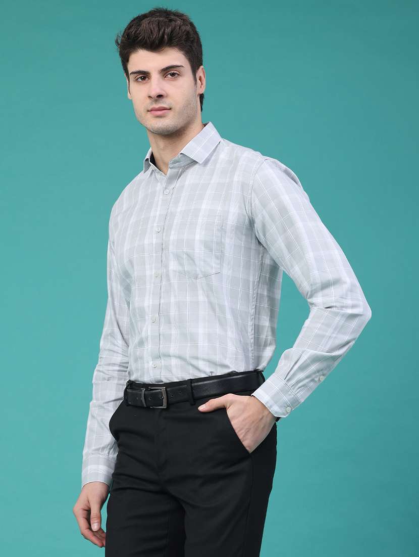 Men Checkered Long Sleeve Slim Fit Formal Shirt - 22157722 -  Standard Image - 3
