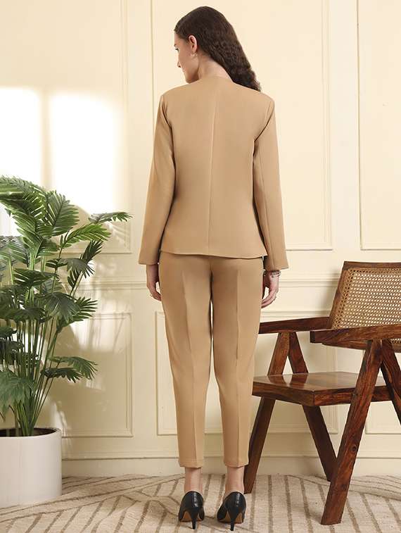 women solid blazer and trouser co-ord set - 22157735 -  Standard Image - 5