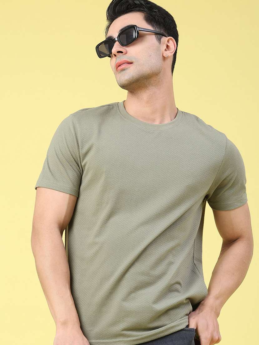 men self design short sleeve slim fit t-shirt
