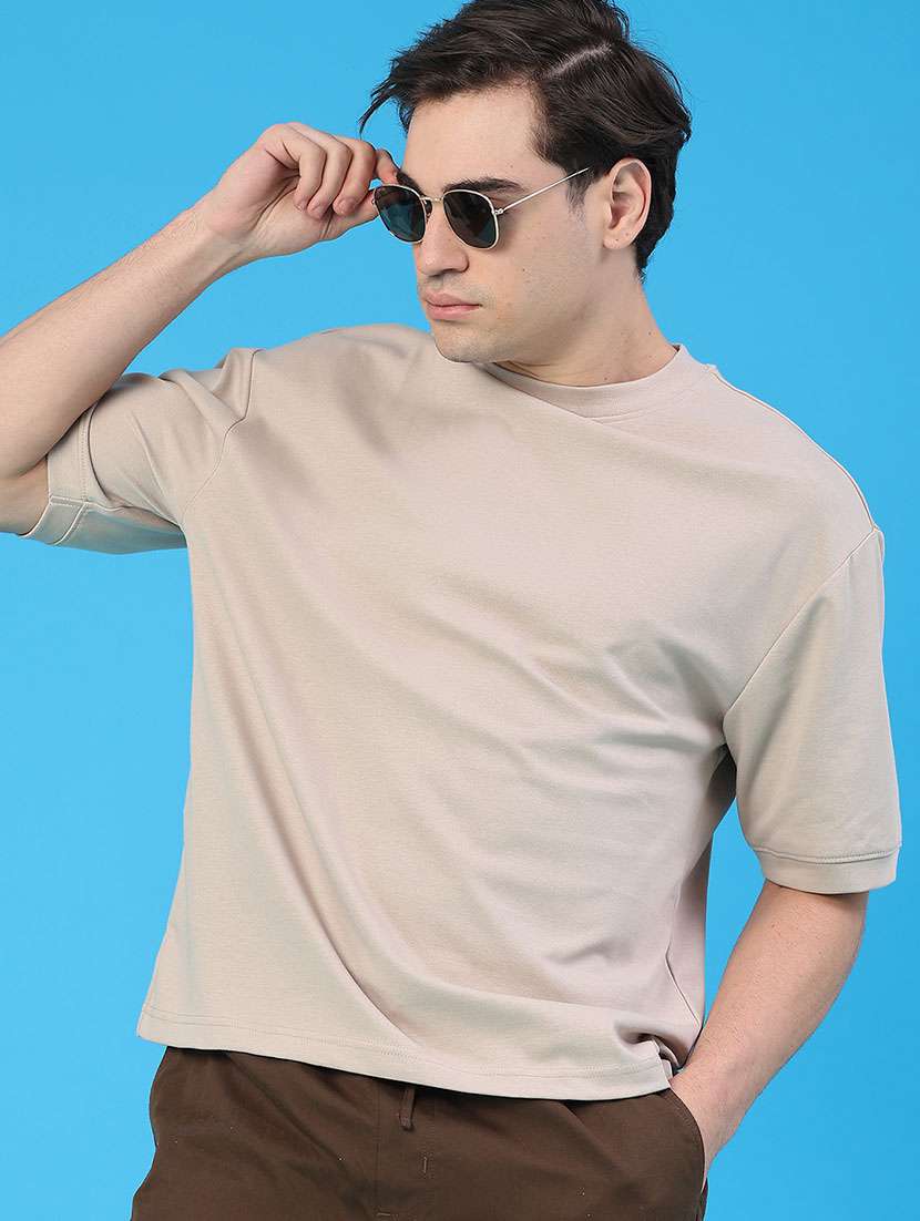 men solid short sleeve loose fit t-shirt