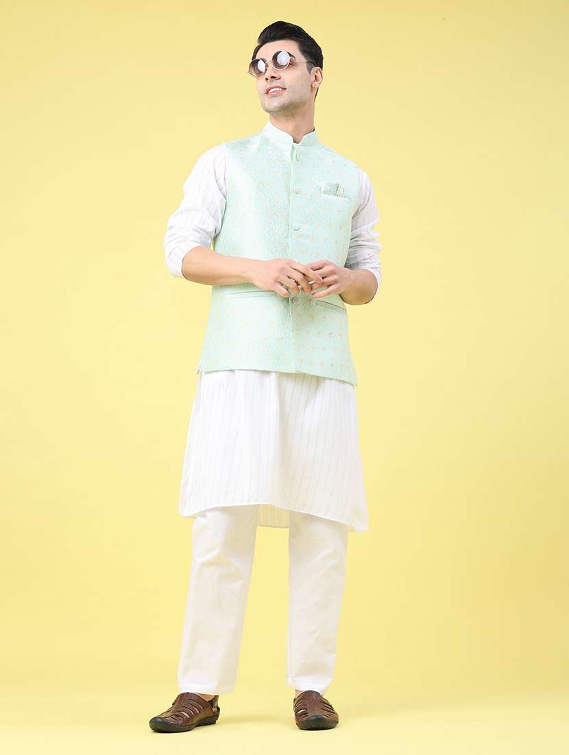 men self design mandarin neck nehru jacket  - 22158192 -  Standard Image - 5