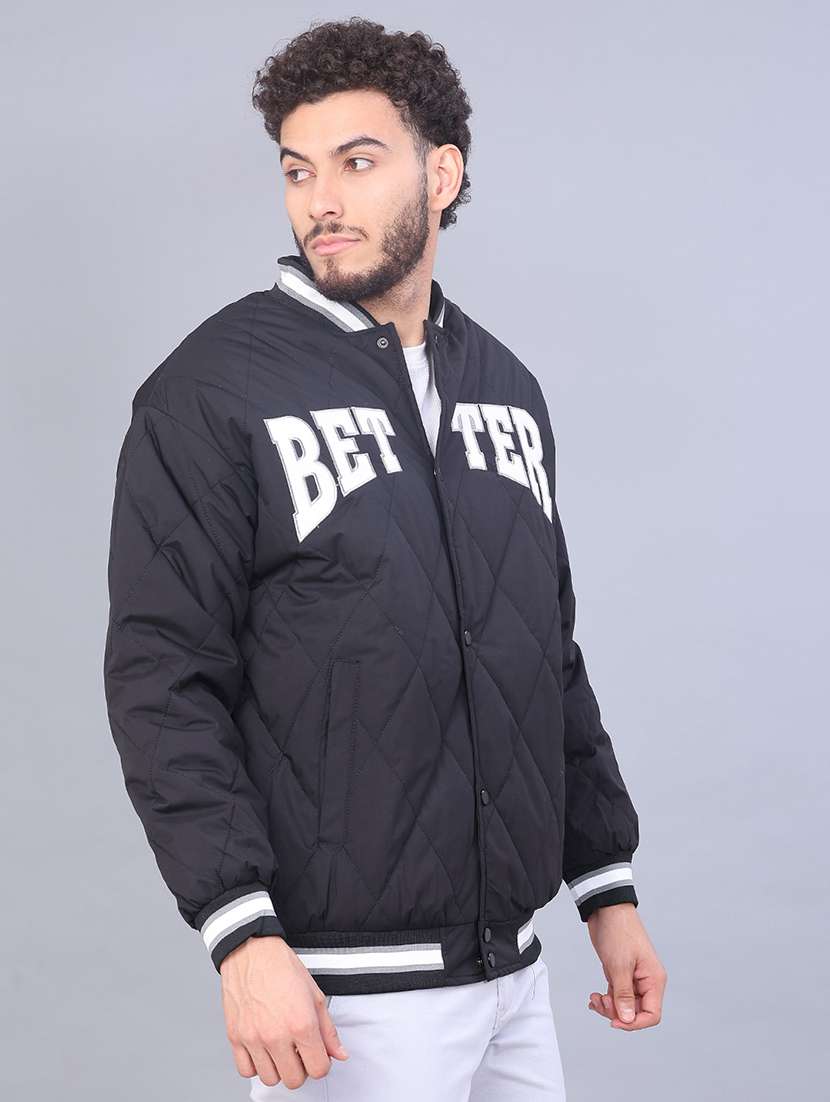 men typographic long sleeve puffer jacket - 22158270 -  Standard Image - 3