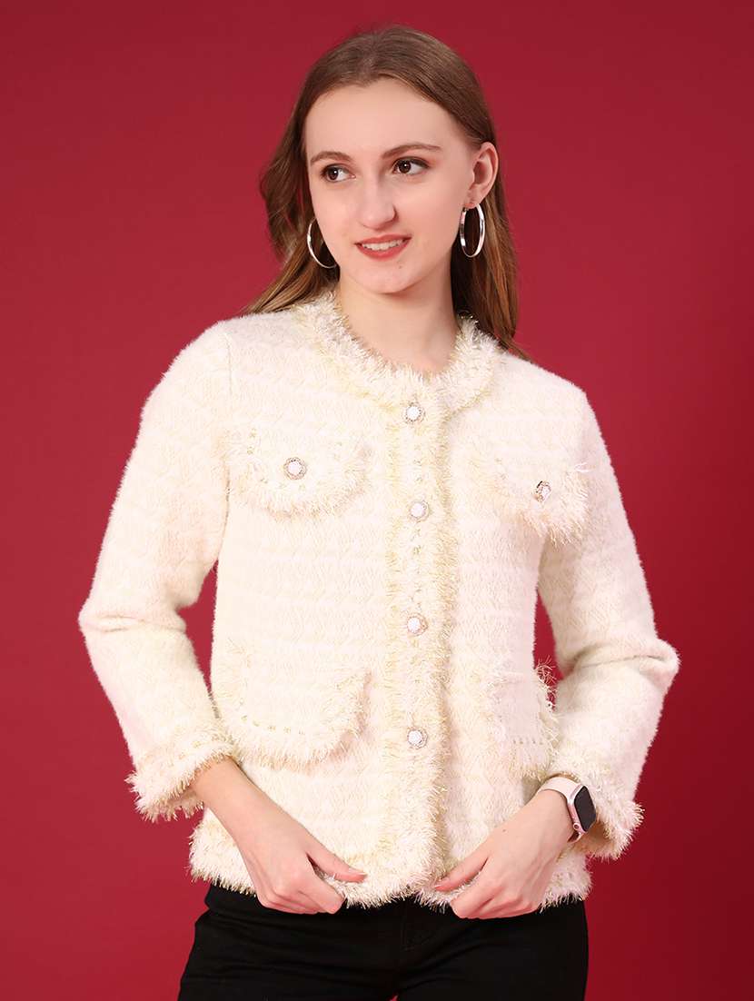 women self design long sleeve cardigan - 22158385 -  Standard Image - 3