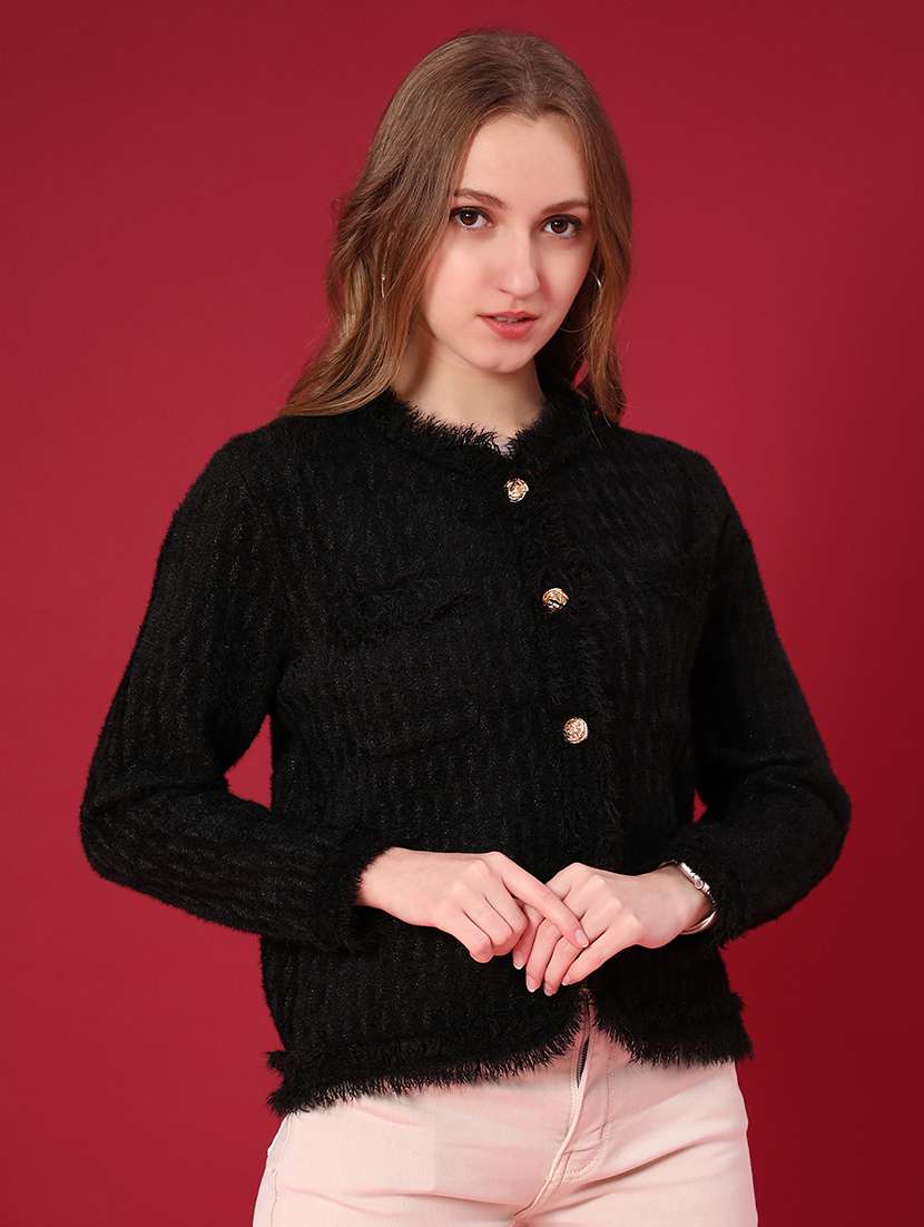 women self design long sleeve cardigan - 22158387 -  Standard Image - 3