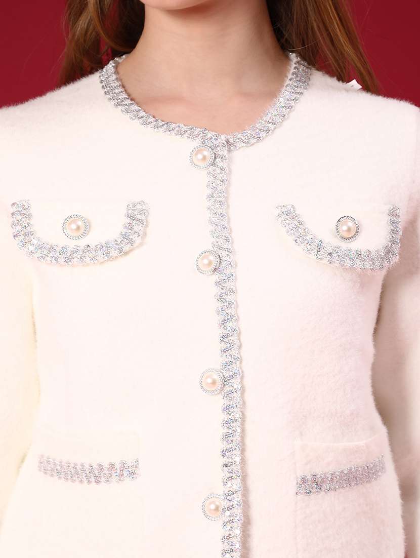 women self design long sleeve cardigan - 22158419 -  Standard Image - 5