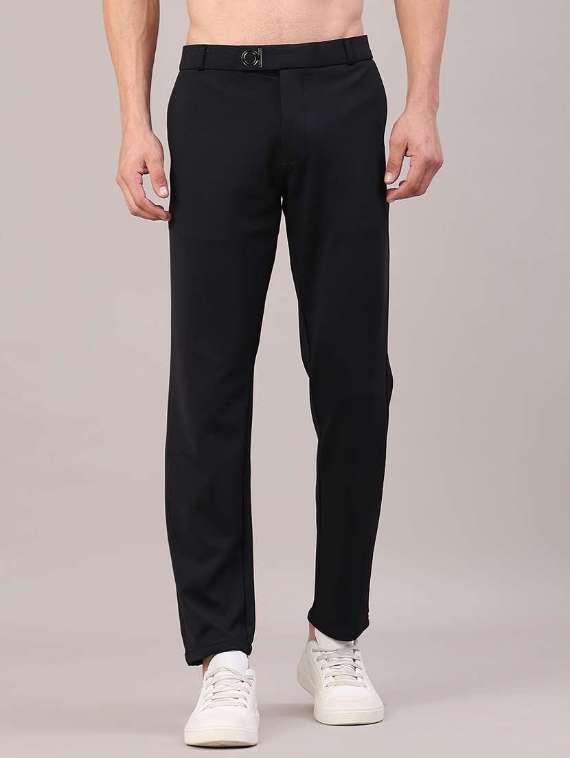 men solid mid rise chinos casual trouser