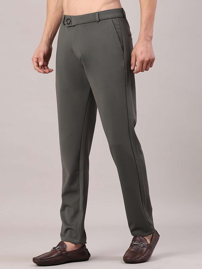 men solid mid rise chinos casual trouser - 22158428 -  Standard Image - 3