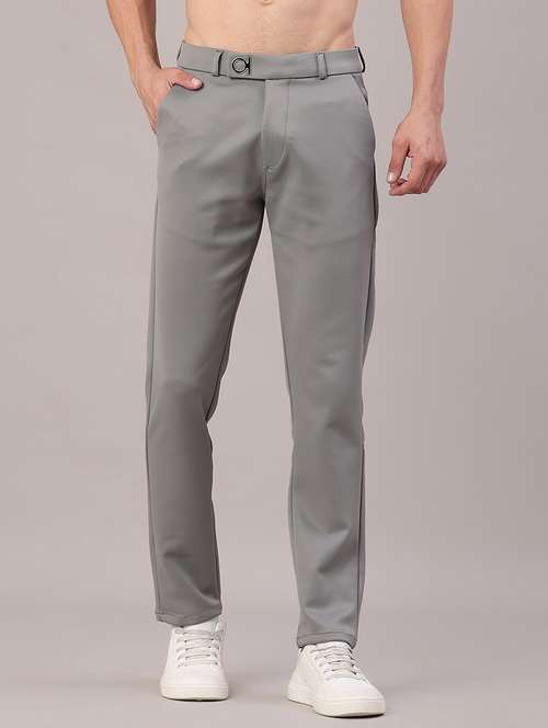 men solid mid rise chinos casual trouser - 22158434 -  Standard Image - 0