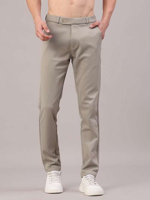 men solid mid rise chinos casual trouser - 22158435 -  Standard Image - 0