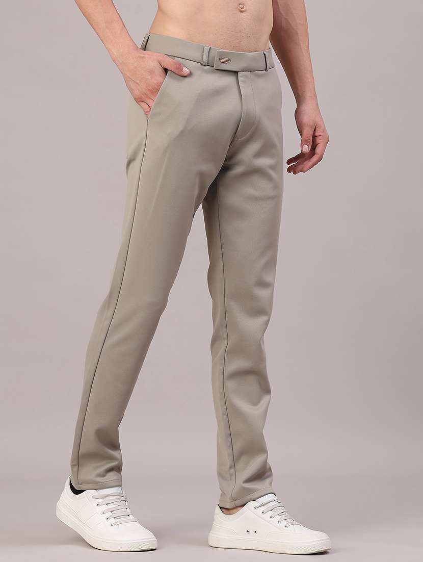 men solid mid rise chinos casual trouser - 22158435 -  Standard Image - 3