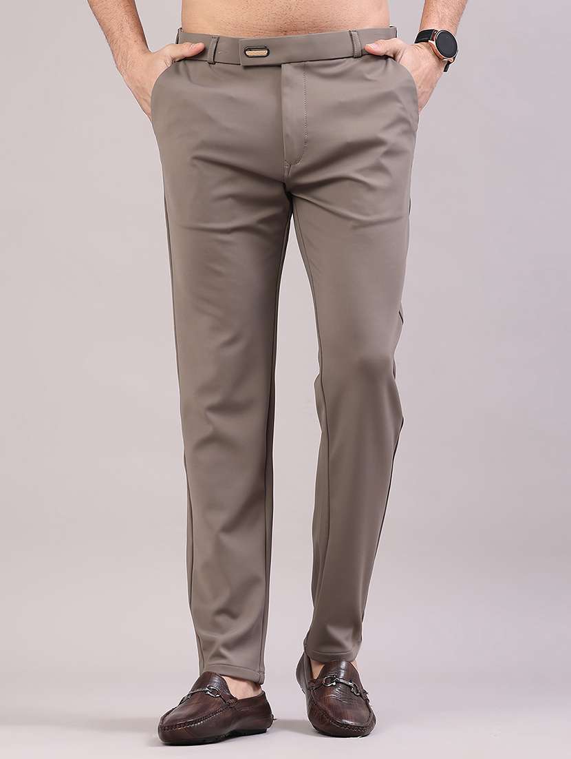 men solid mid rise slim fit casual chino