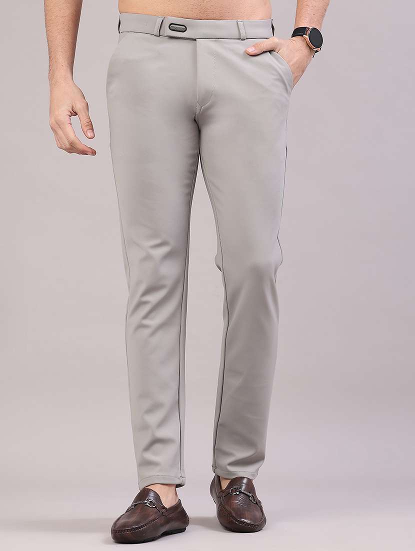 men solid mid rise slim fit casual chino