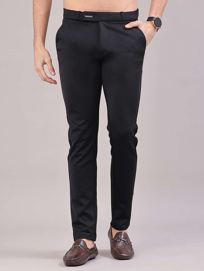 men solid mid rise slim fit casual chino