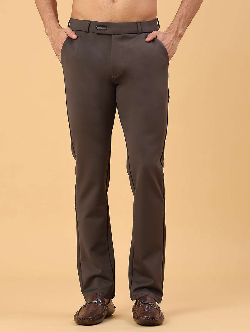 men solid mid rise slim fit casual chino
