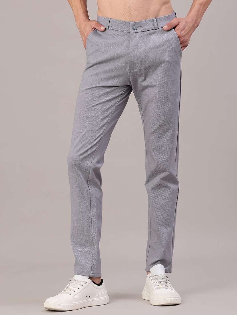 men solid mid rise chinos casual trouser