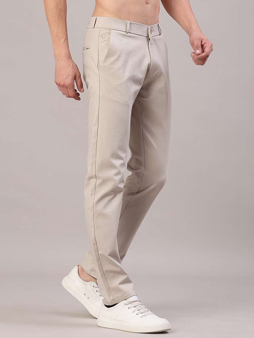 men solid mid rise slim fit chinos  - 22158512 -  Standard Image - 3