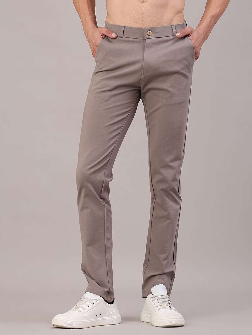 men solid mid rise slim fit chinos 