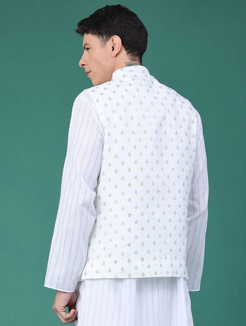 men self design mandarin neck nehru jacket  - 22158518 -  Standard Image - 3