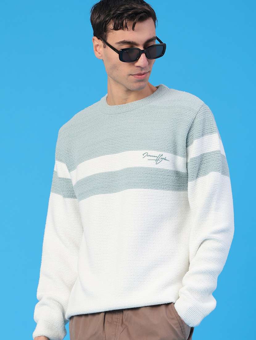 men color blocked long sleeve pullover