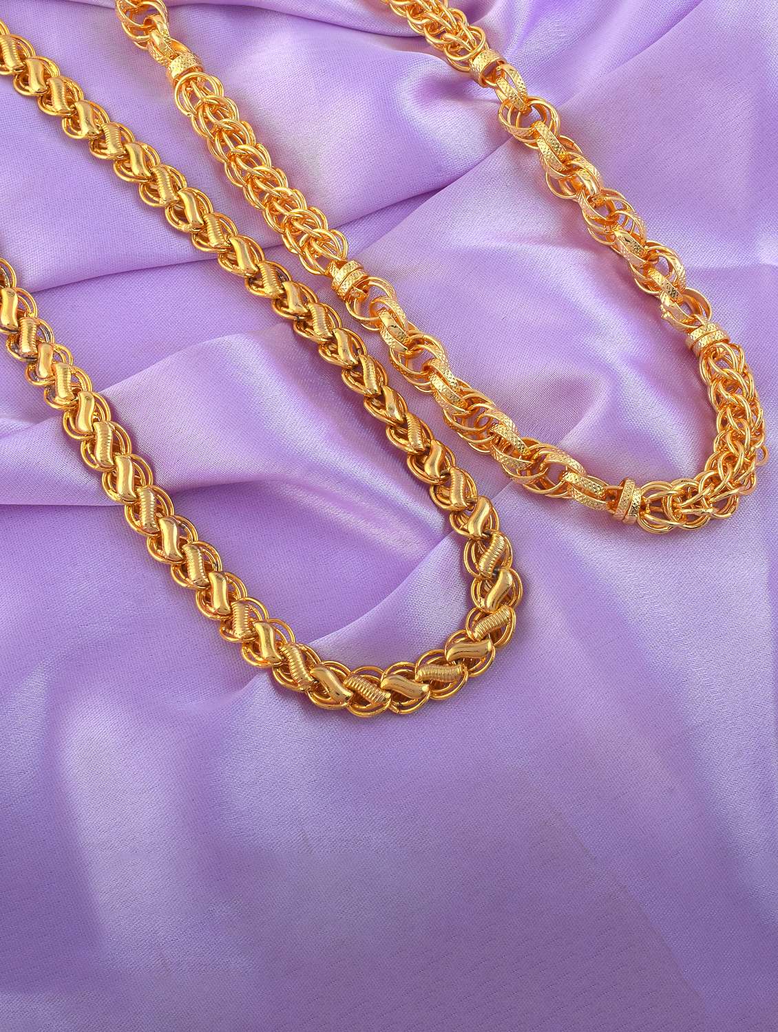  men brass gold plated chain necklace combo