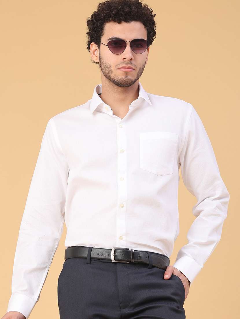 men solid long sleeve slim fit formal shirt