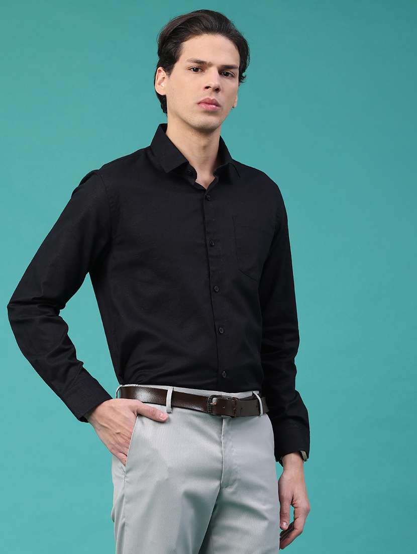 men solid long sleeve slim fit formal shirt - 22158599 -  Standard Image - 3