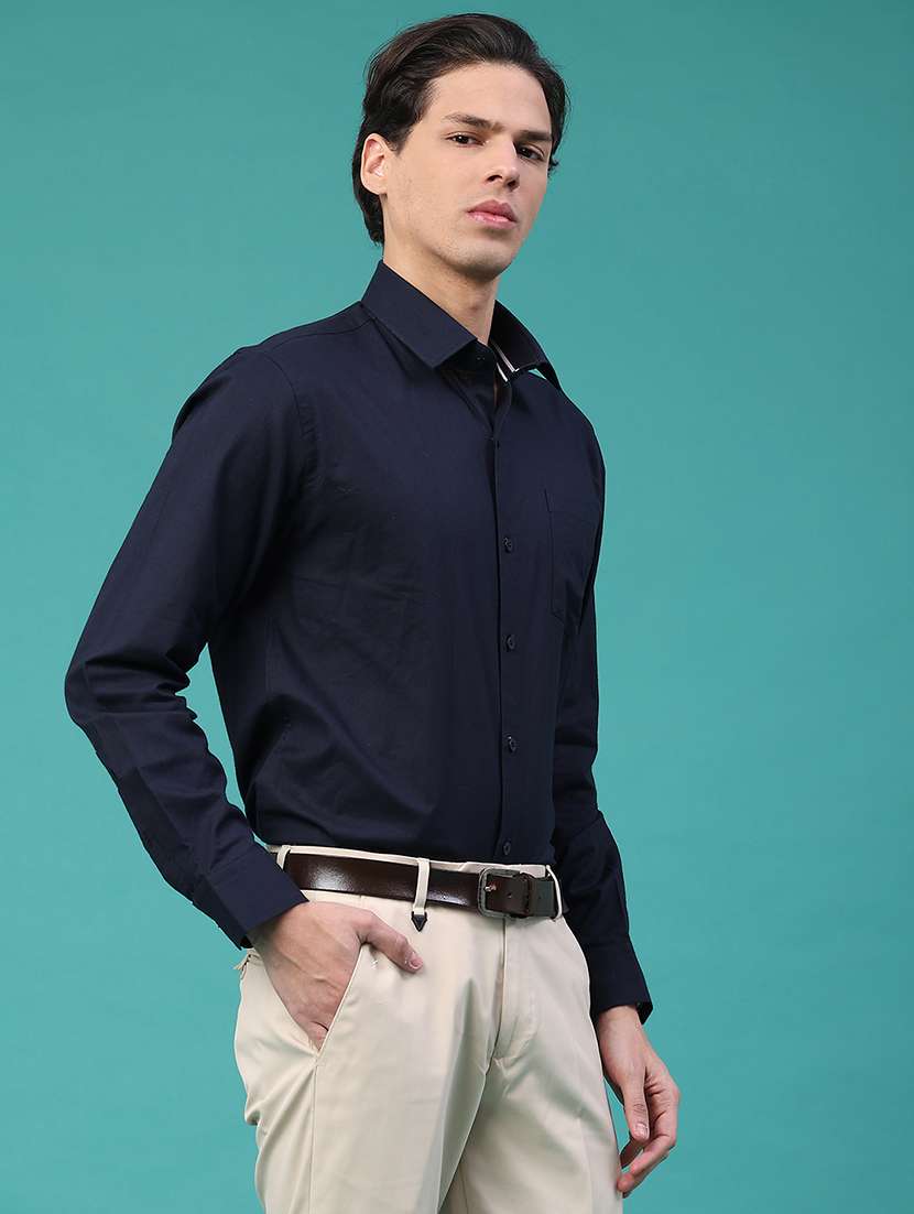 men solid long sleeve slim fit formal shirt - 22158600 -  Standard Image - 3