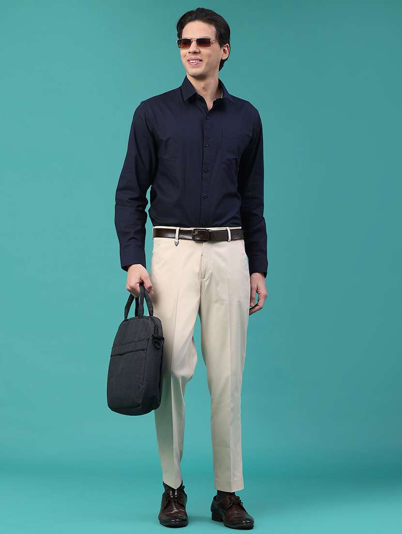 men solid long sleeve slim fit formal shirt - 22158600 -  Standard Image - 5