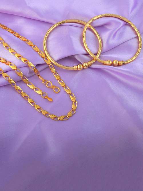gold plated brass necklace bangle set - 22158958 -  Standard Image - 0