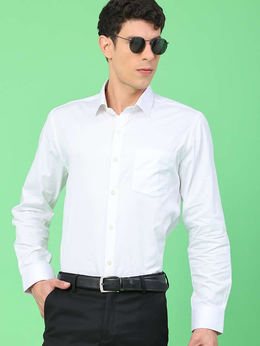 men solid long sleeve slim fit formal shirt