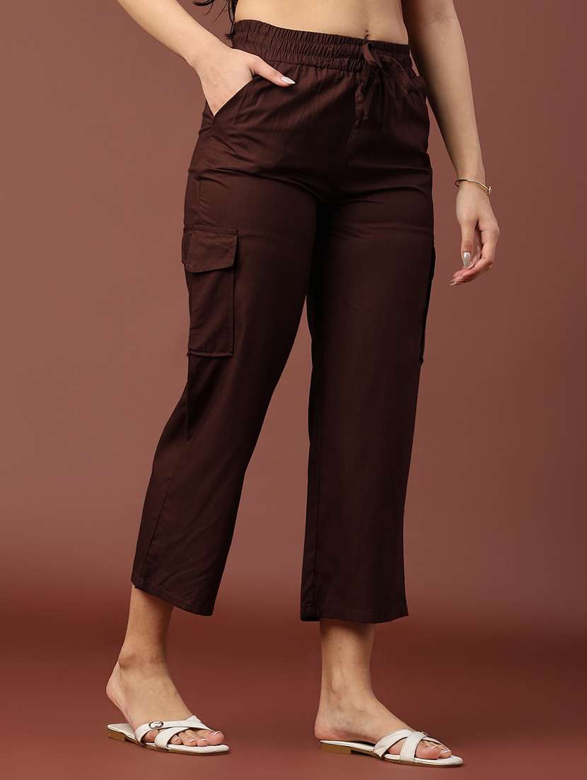 women solid mid rise straight palazzo - 22158984 -  Standard Image - 3