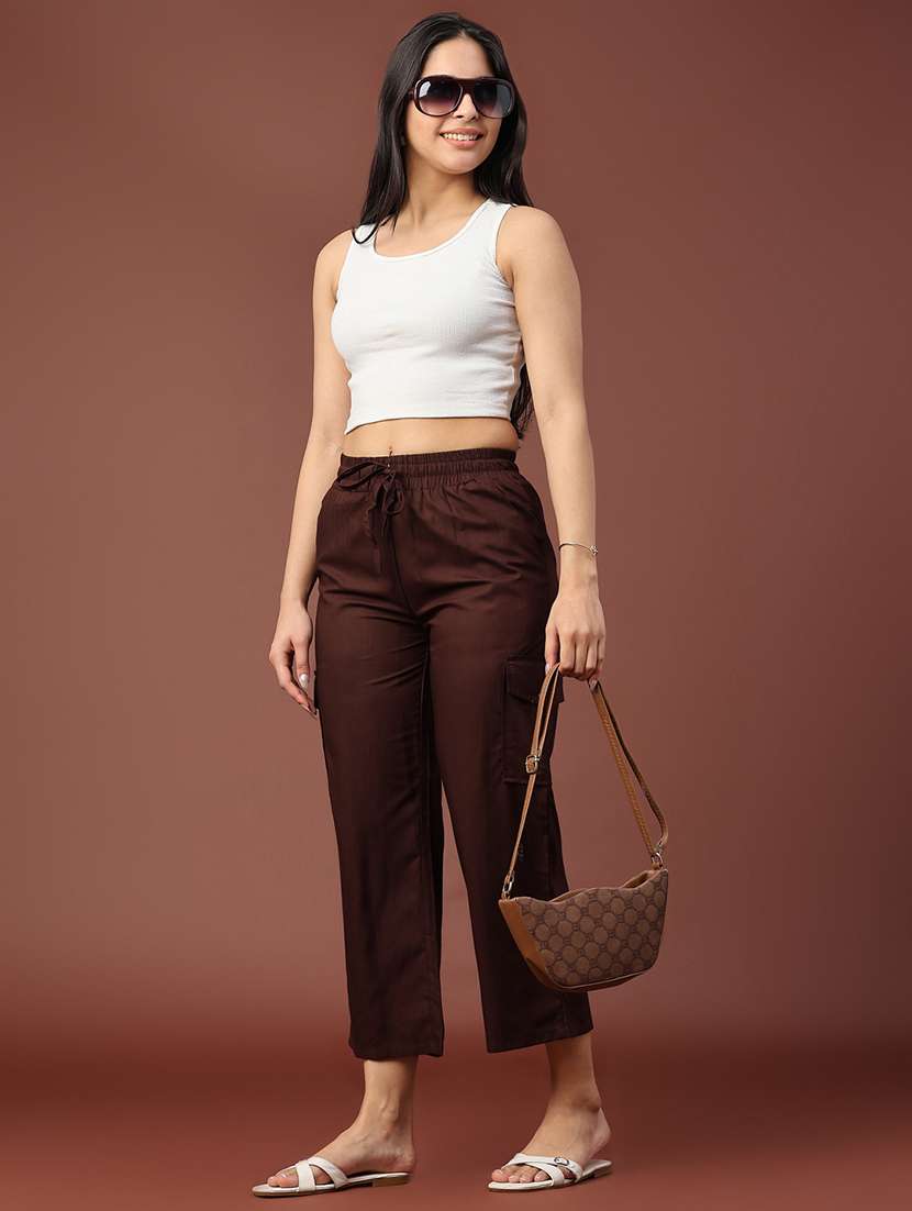 women solid mid rise straight palazzo - 22158984 -  Standard Image - 5