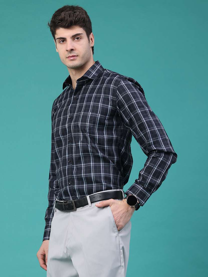 men checkered long sleeve slim fit formal shirt - 22159139 -  Standard Image - 3