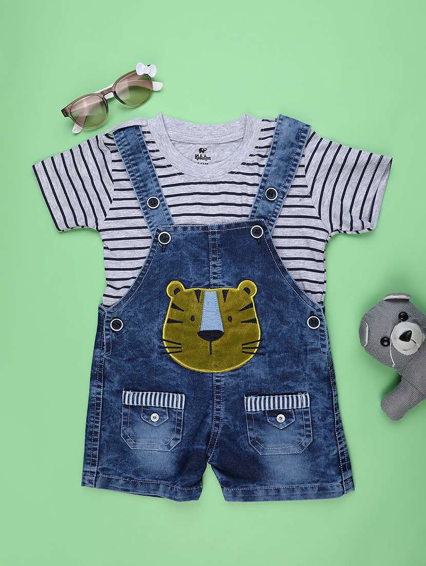 boys printed t-shirt and dungree set